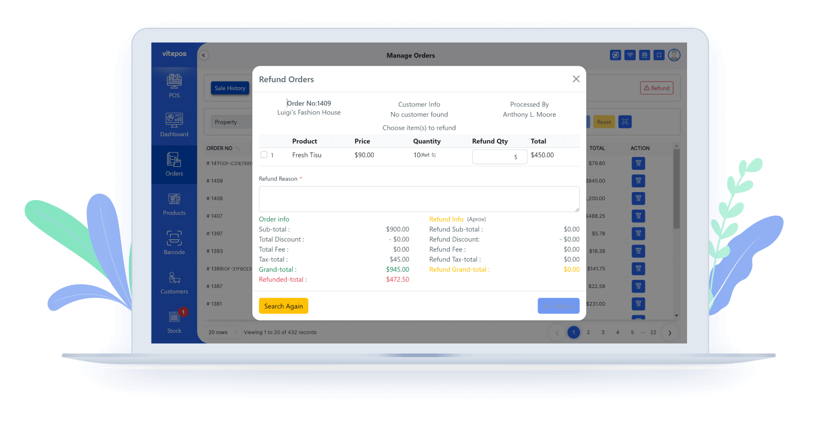 Order Return/ Refund(Full/Partial)