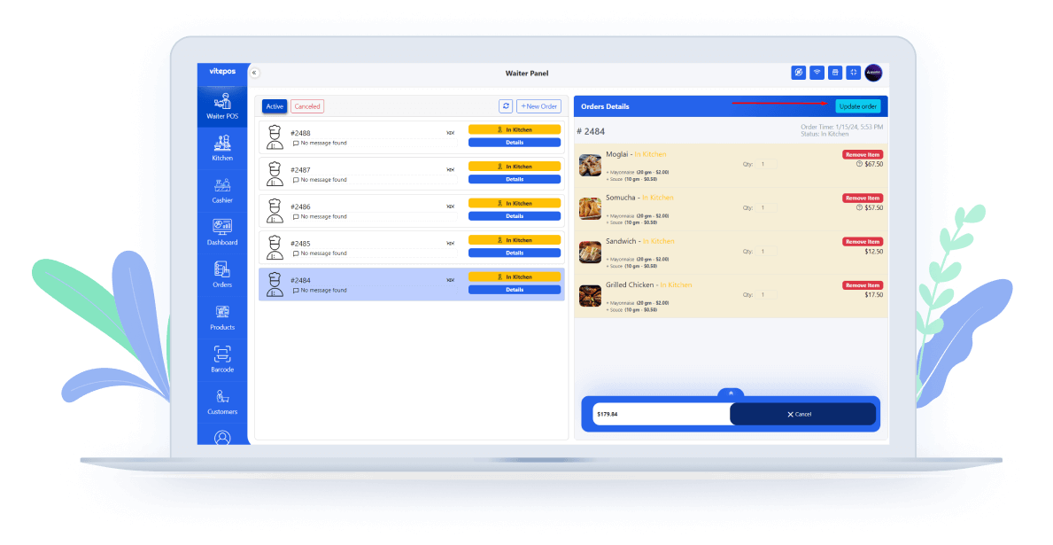Add Item on Active Order 