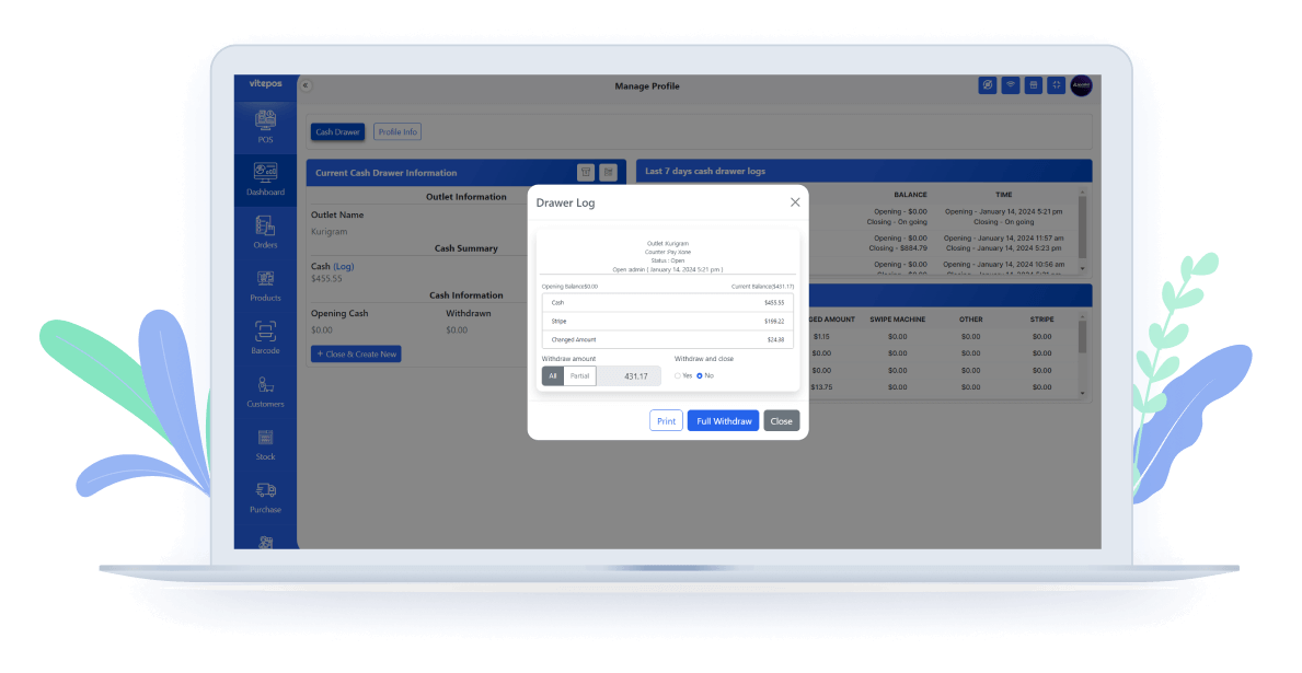 Withdraw From Cash Drawer